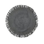 Mars & more - Jute vloerkleed rond franjes zwart