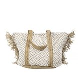 Mars & more - Tas jute katoen wit met rafels