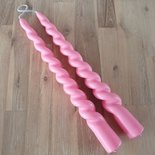 Rustik Lys - Outdoor kaars Swirl Candy pink L