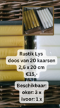 Rustik Lys - Dinerkaars 2,6 x 20 cm Oker - doos van 20 stuks