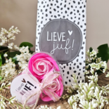 DistelRoos - Zeepbloemen Cotton candy, set van 3 - Lieve juf