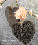 PTMD - Happiness hand carved wooden heart