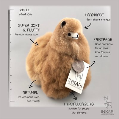 Inkari - Alpaca knuffel Hazelnoot S