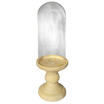 PTMD - simple wood Glass bell jar round s