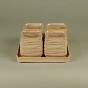 BRYNXZ - Set of plate and pots square cosy spring Pink