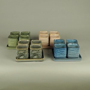 BRYNXZ - Set of plate and pots square cosy spring Pink