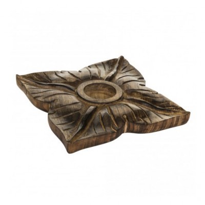 PTMD - Wood brown tealight square flower L