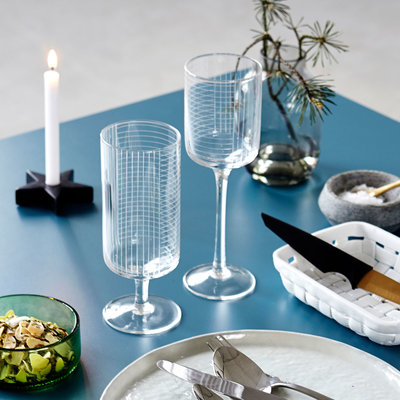 House Doctor - Check - Witte wijnglas