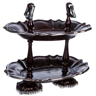 PTMD - Aluminium Twotone etagere 2 laags bruin