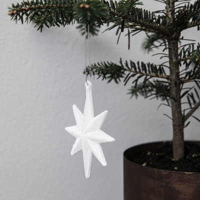 House Doctor - Ornament Ster Wit met glitter