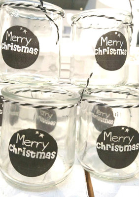 (Op) de Maalzolder - Windlichtje Merry Christmas zwart
