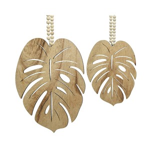 Monstera bladeren hout set/2