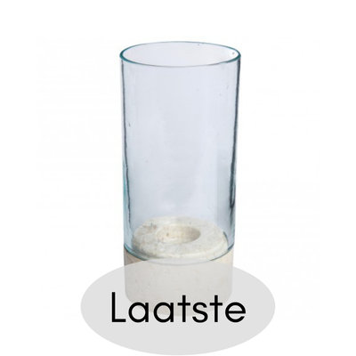 PTMD - Onyx cream Glass Marble candleholder round