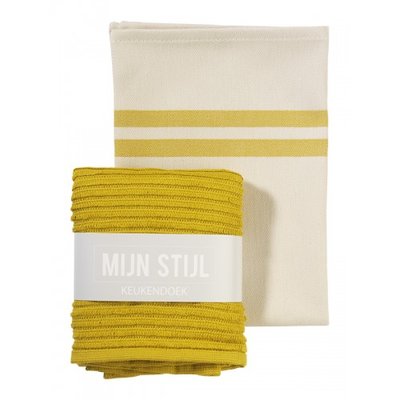 Mijn Stijl - Theedoek Ecru & oker