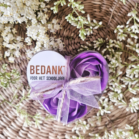 DistelRoos - Zeepbloemen Lavender, set van 3 - Bedankt voor het fijne schooljaar